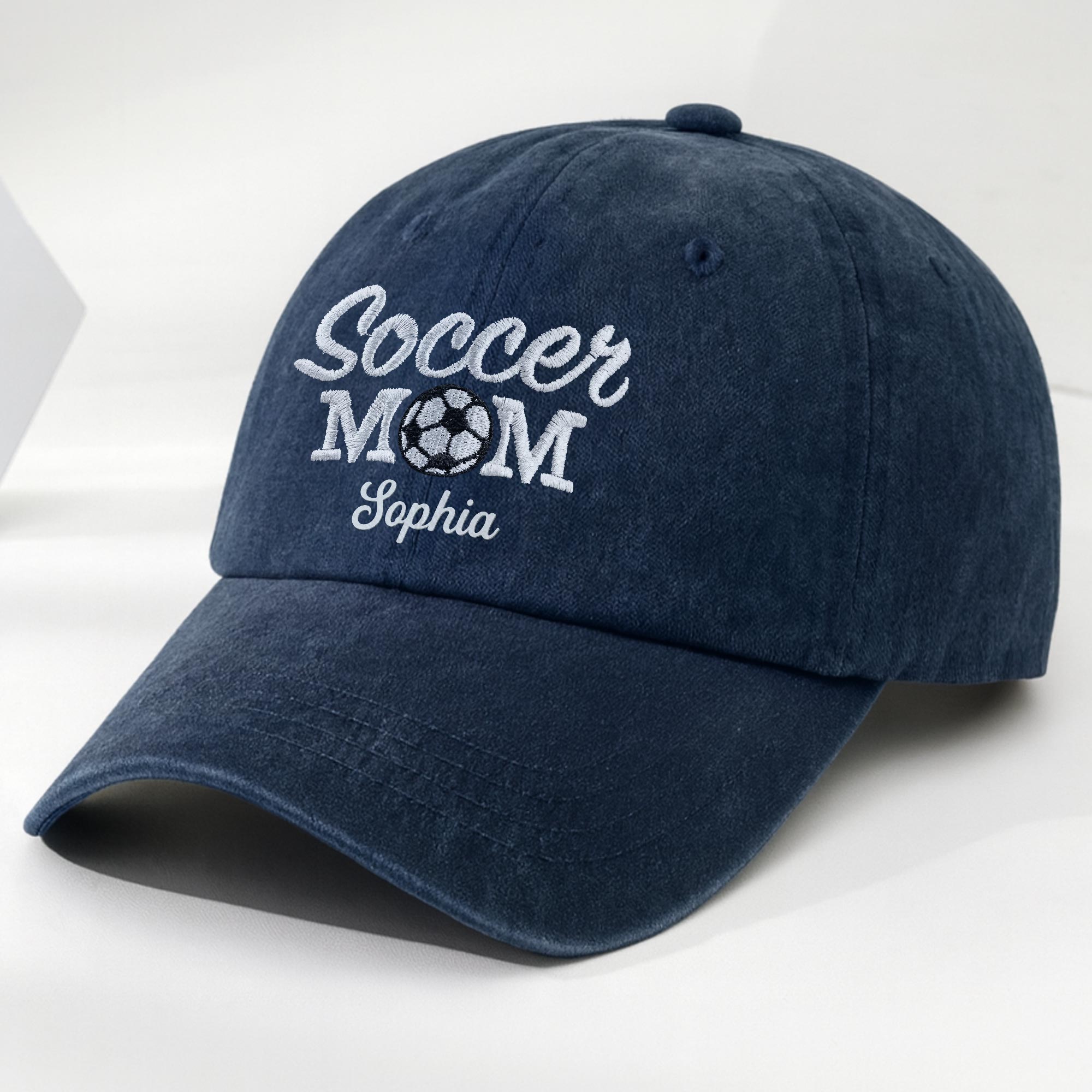 Personalized Washed Denim Cap Custom Soccer MOM Gift Washed Denim Cap GradoCreations