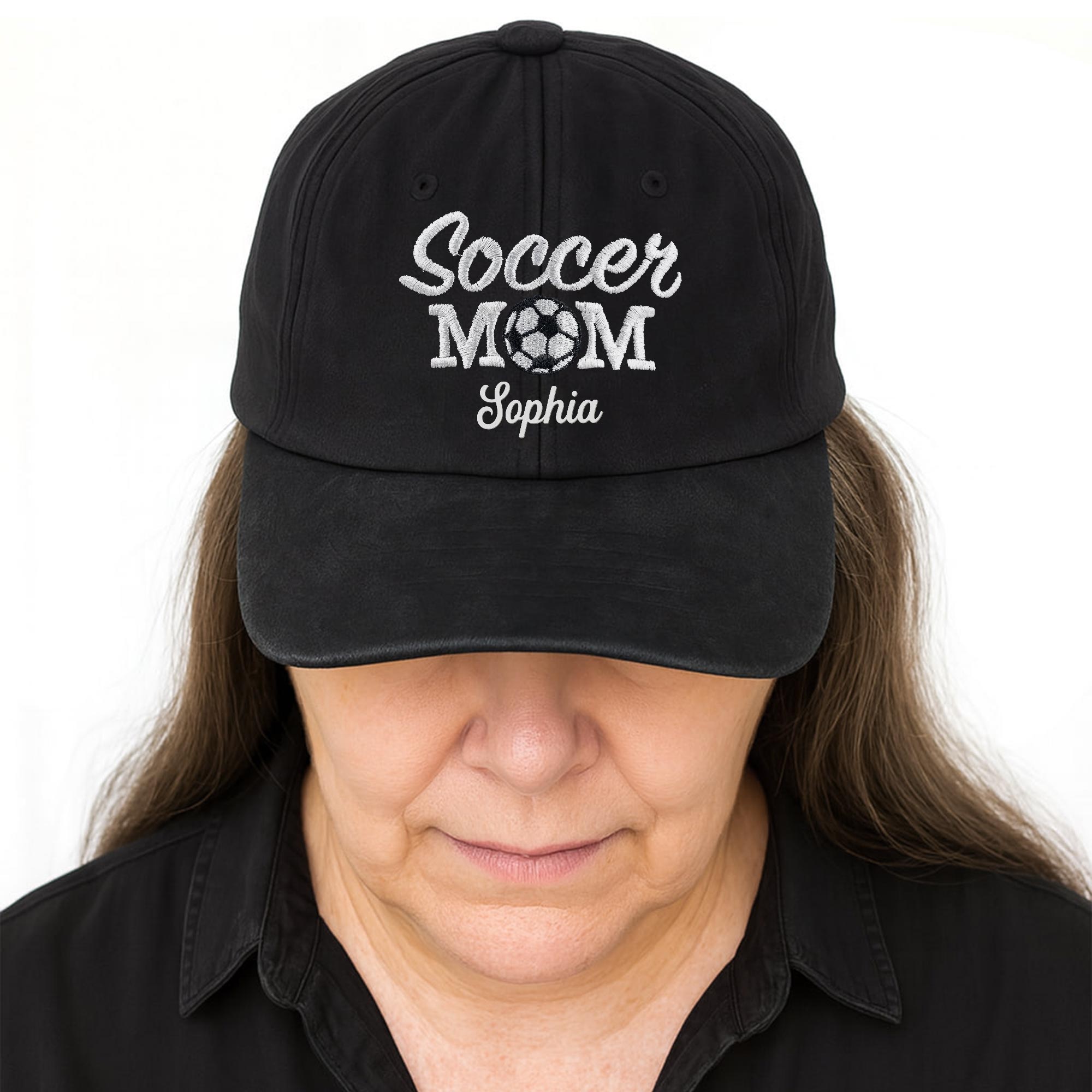 Personalized Washed Denim Cap Custom Soccer MOM Gift Washed Denim Cap GradoCreations