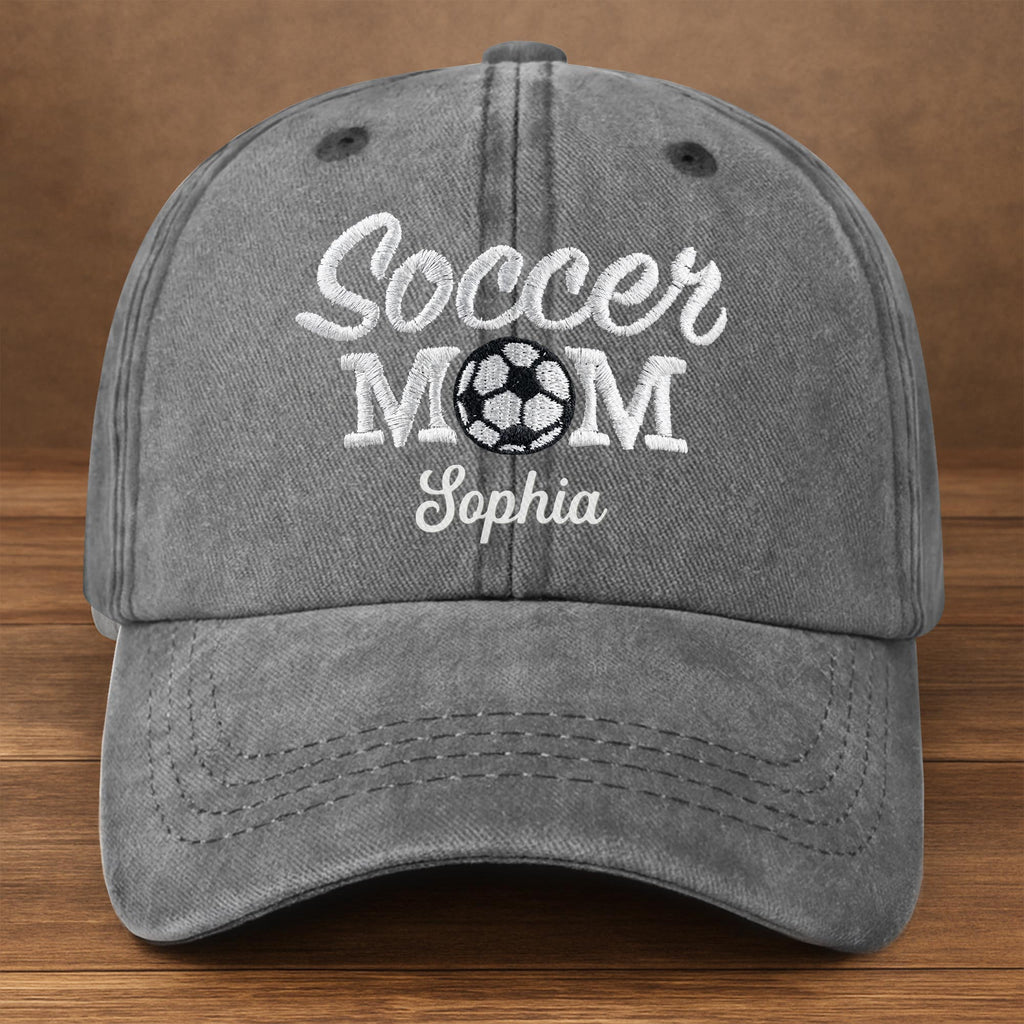 Personalized Washed Denim Cap Custom Soccer MOM Gift Washed Denim Cap GradoCreations