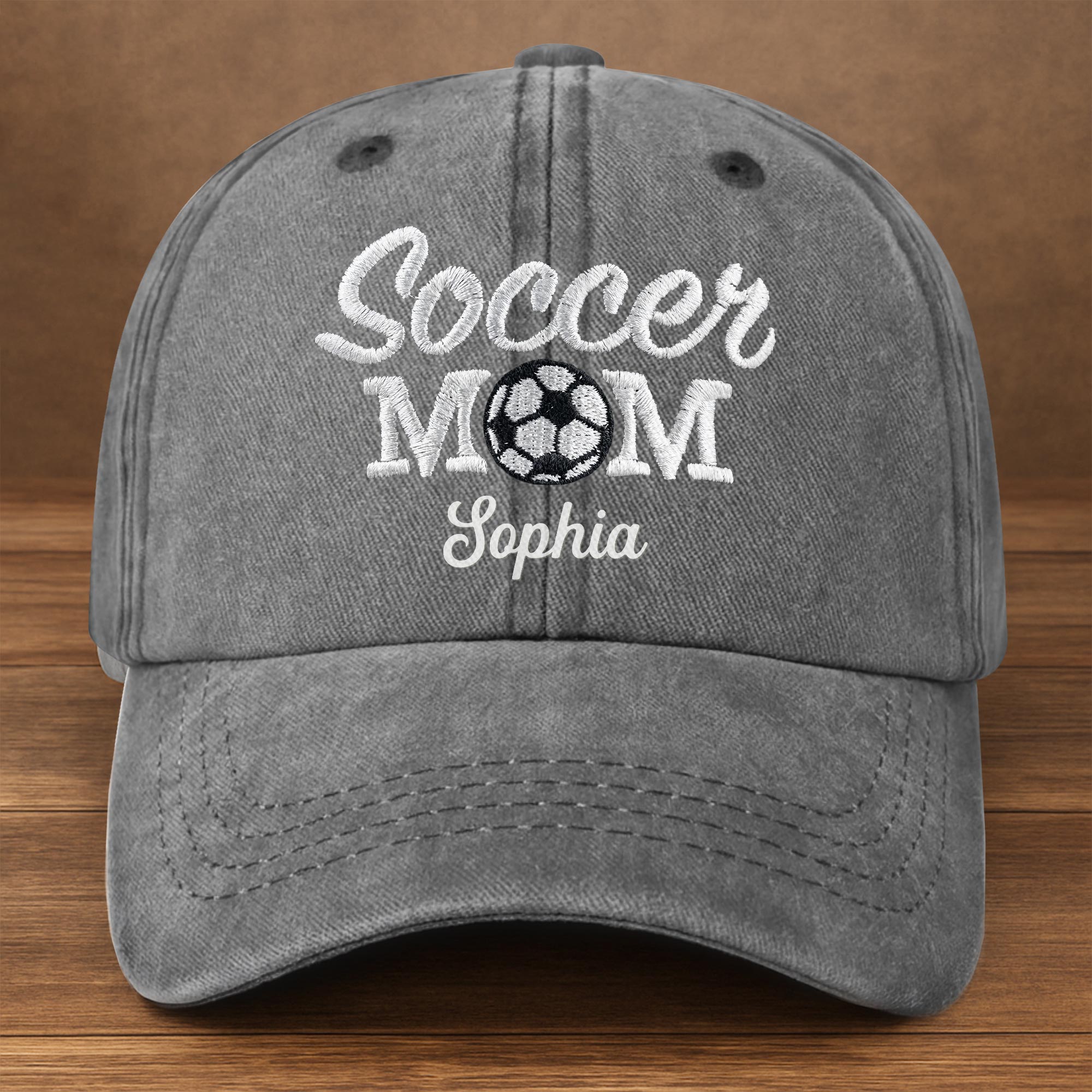Personalized Washed Denim Cap Custom Soccer MOM Gift Washed Denim Cap GradoCreations