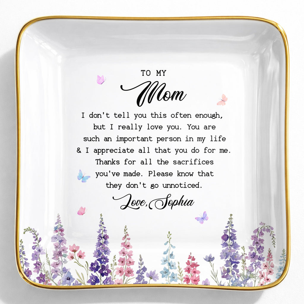 Personalized Ceramic Jewelry Dish Birth Month Flowers Gift for Mom