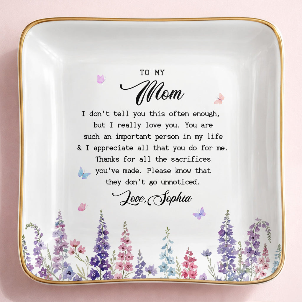 Personalized Ceramic Jewelry Dish Birth Month Flowers Gift for Mom