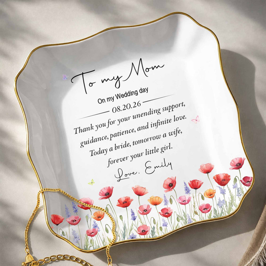Personalized Lace Jewelry Dish Custom Name Gift for Mom Lace Square Jewelry Dish GradoCreations