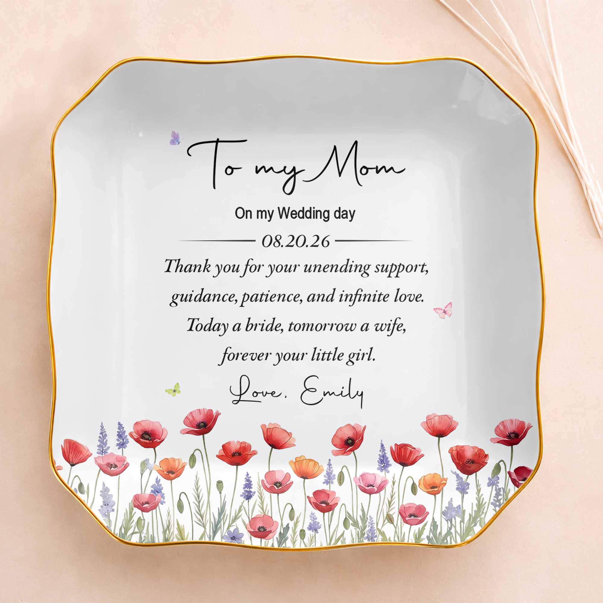 Personalized Lace Jewelry Dish Custom Name Gift for Mom Lace Square Jewelry Dish GradoCreations