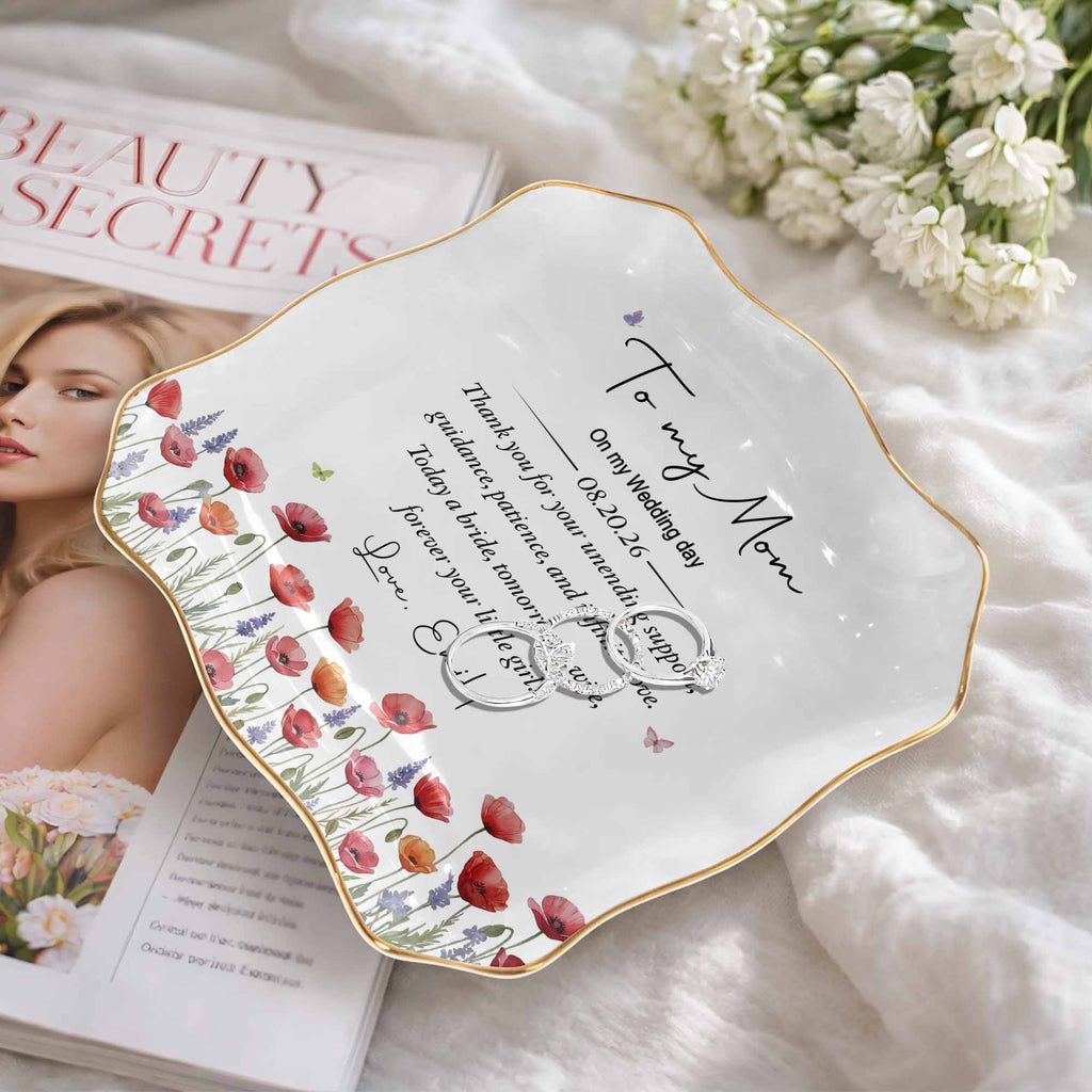 Personalized Lace Jewelry Dish Custom Name Gift for Mom Lace Square Jewelry Dish GradoCreations