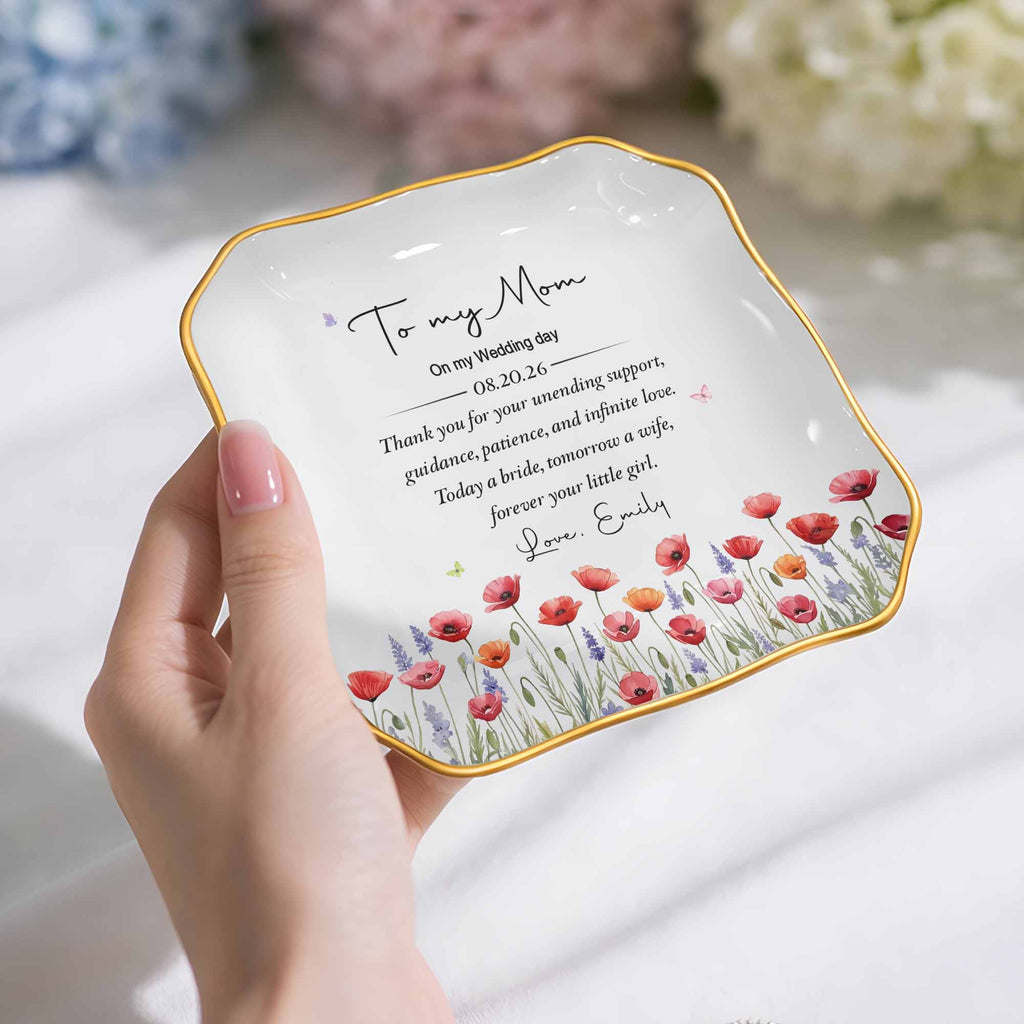 Personalized Lace Jewelry Dish Custom Name Gift for Mom Lace Square Jewelry Dish GradoCreations