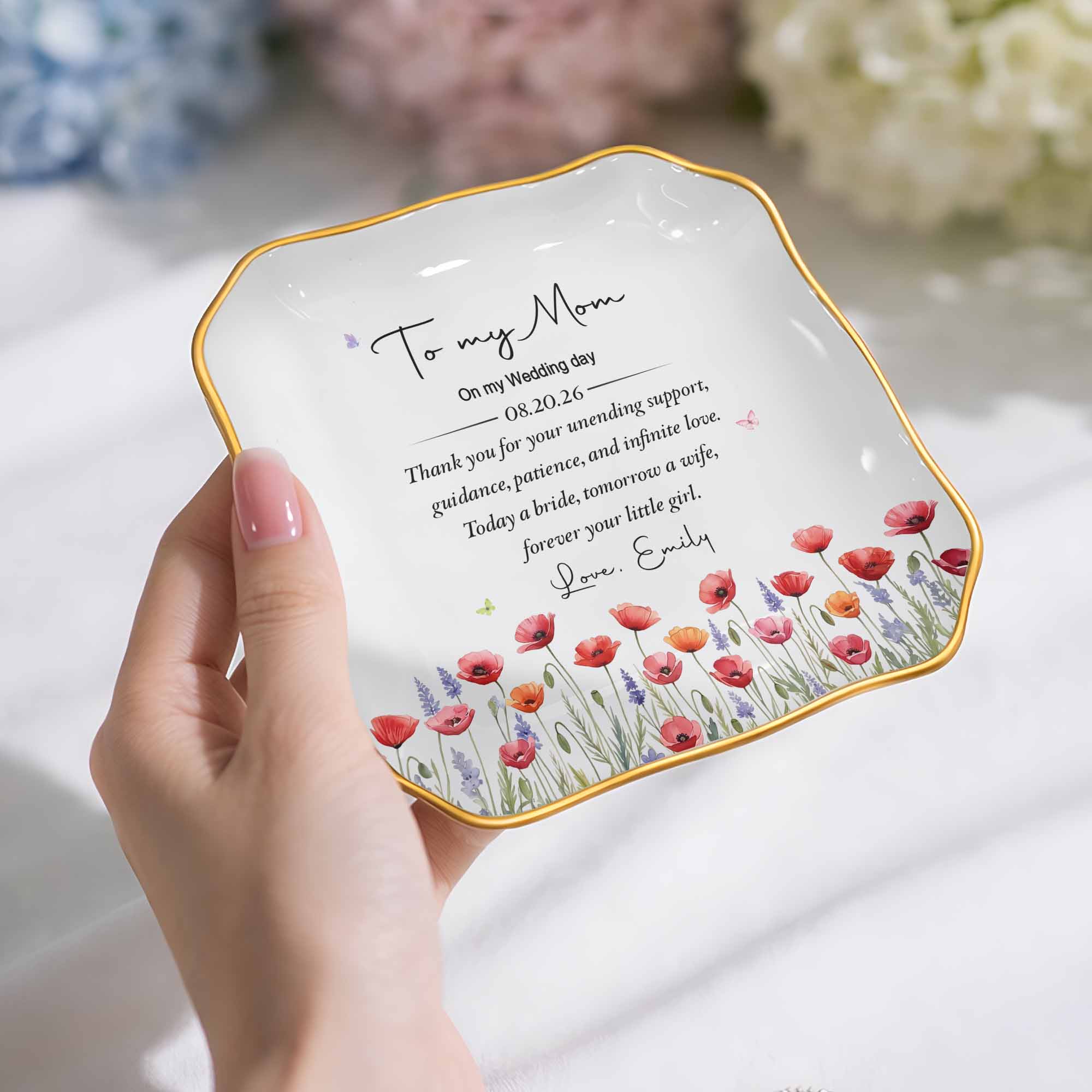Personalized Lace Jewelry Dish Custom Name Gift for Mom Lace Square Jewelry Dish GradoCreations