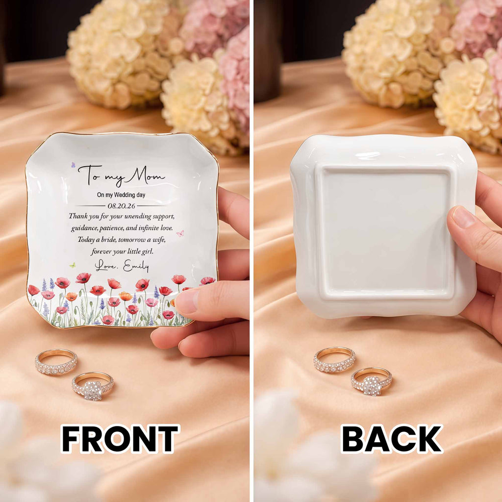 Personalized Lace Jewelry Dish Custom Name Gift for Mom Lace Square Jewelry Dish GradoCreations
