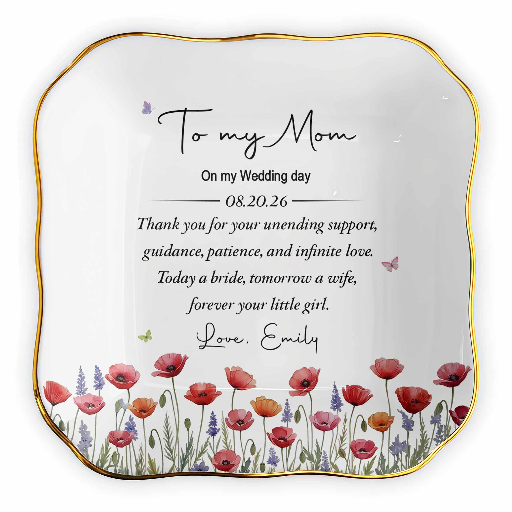 Personalized Lace Jewelry Dish Custom Name Gift for Mom Lace Square Jewelry Dish GradoCreations