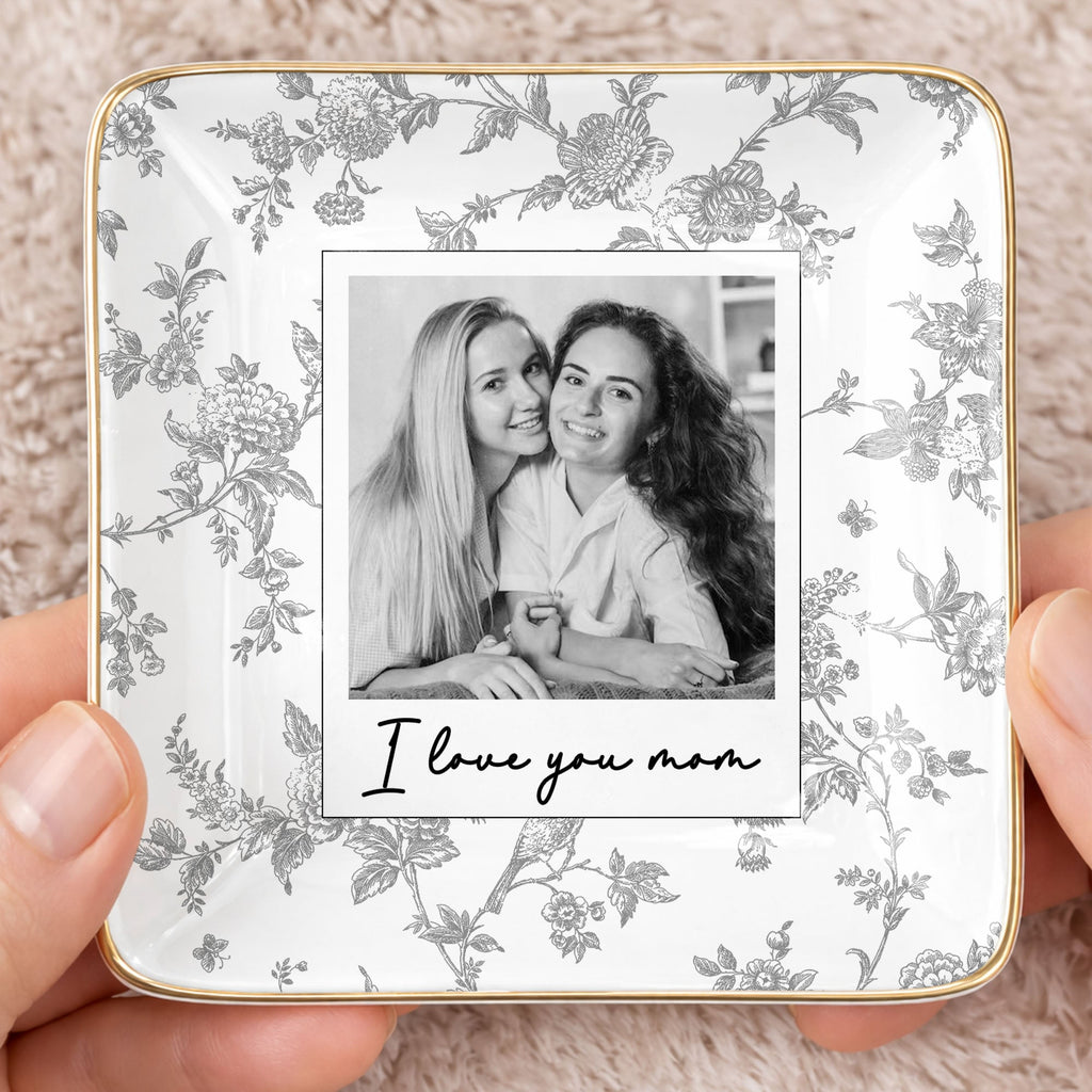 Personalized Floral Jewelry Dish Custom Photo Gift for Mom Jewelry Dish GradoCreations