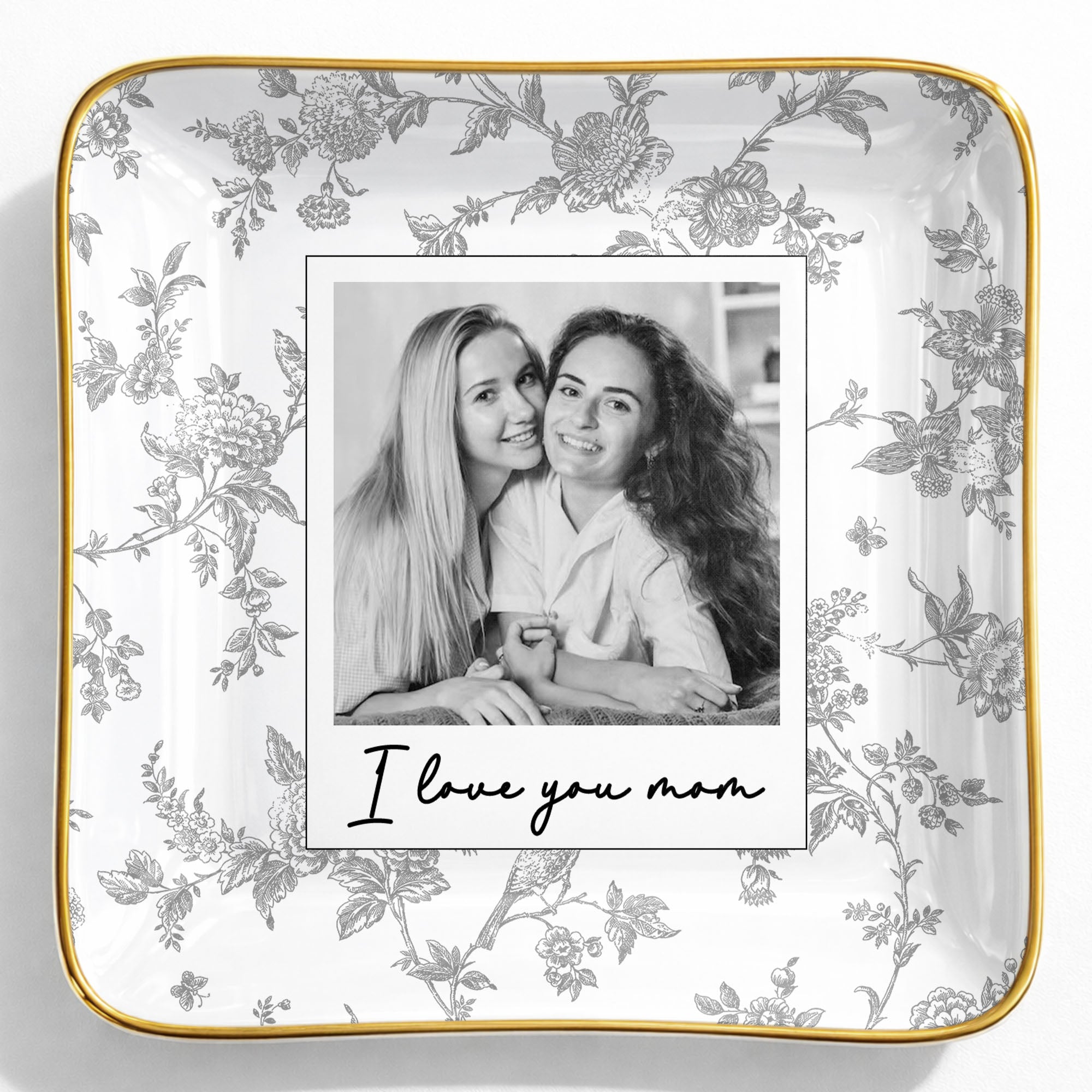 Personalized Floral Jewelry Dish Custom Photo Gift for Mom Jewelry Dish GradoCreations