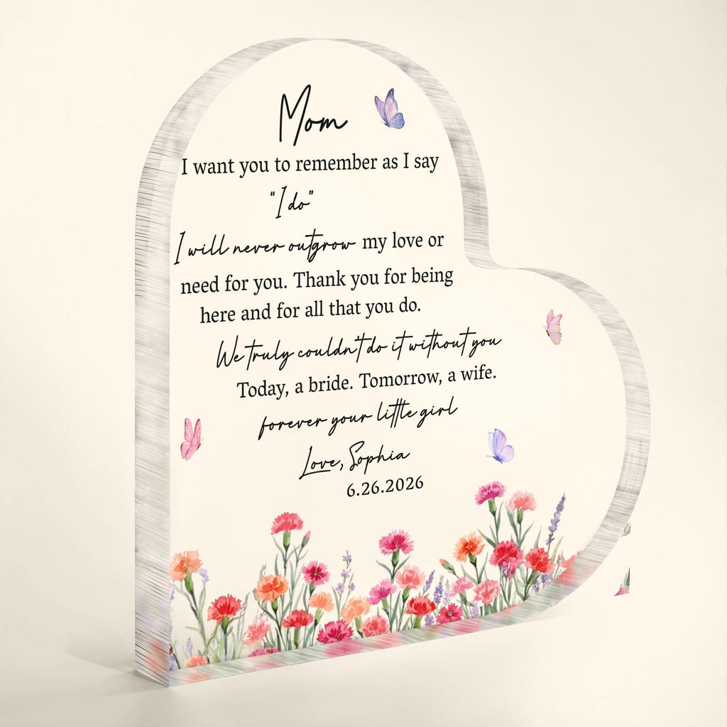 Personalized Heart Shaped Acrylic Plaque Custom Gift for Mom