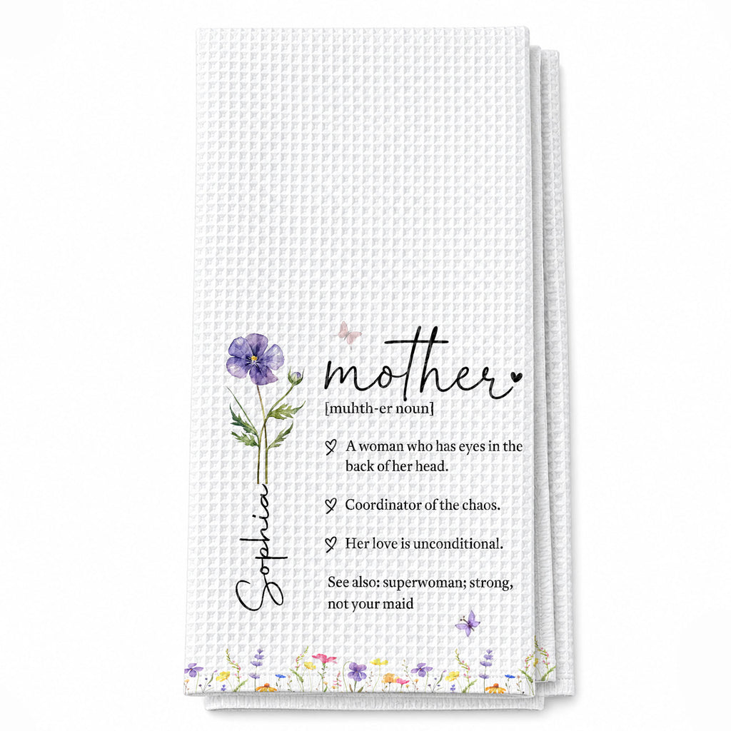 Personalized Floral Kitchen Towel Gift for Mom - Custom Decor