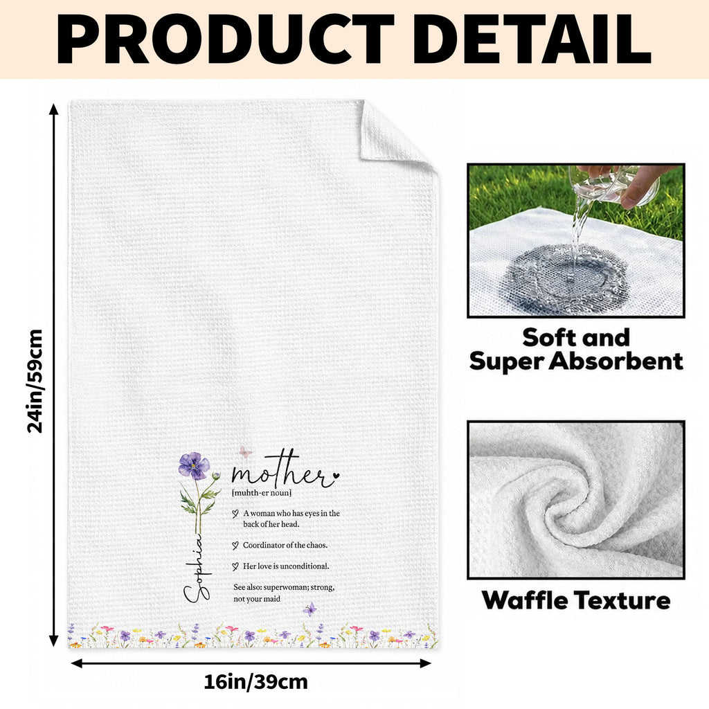 Personalized Floral Kitchen Towel Gift for Mom - Custom Decor