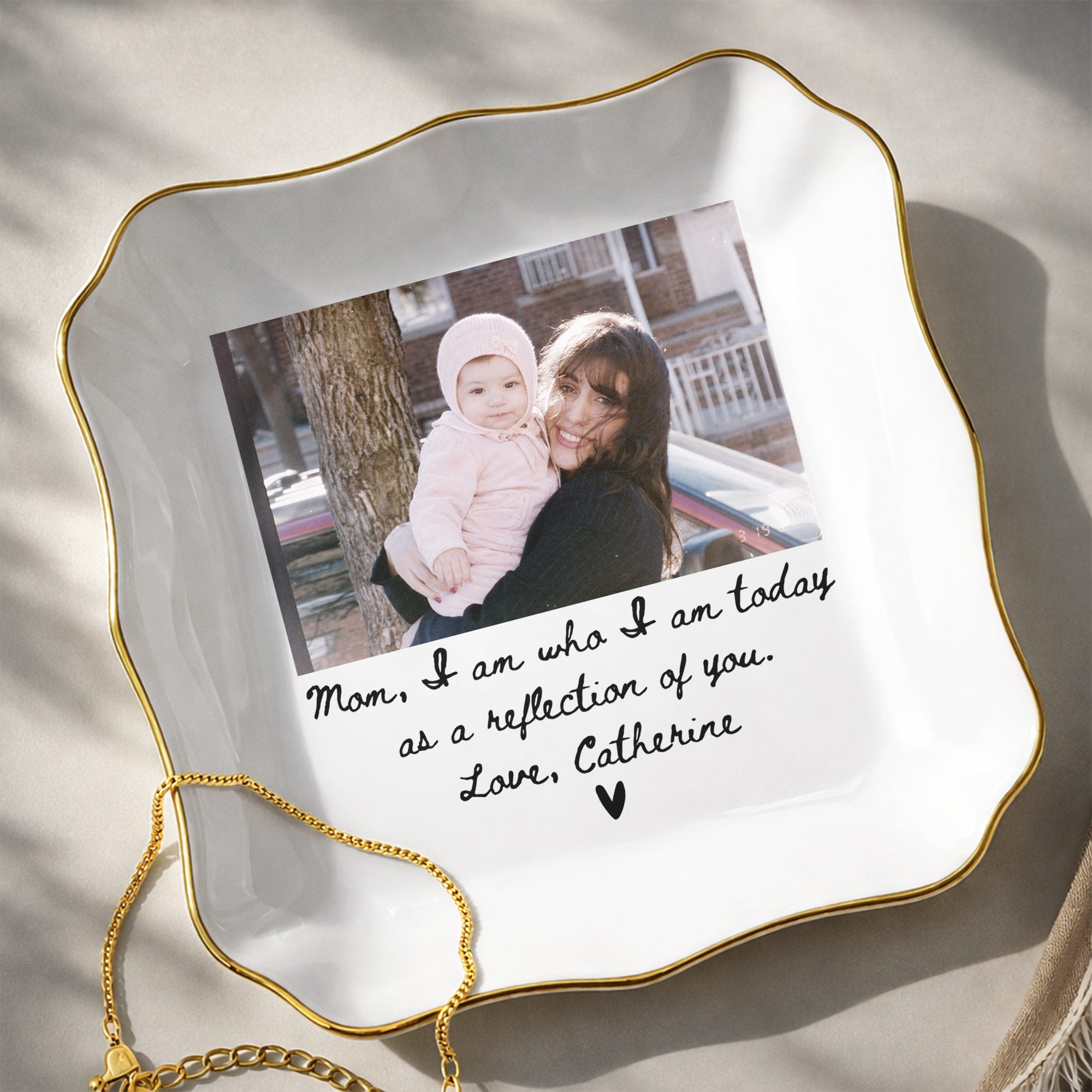 Personalized Lace Jewelry Dish Custom Name Gift for Mom