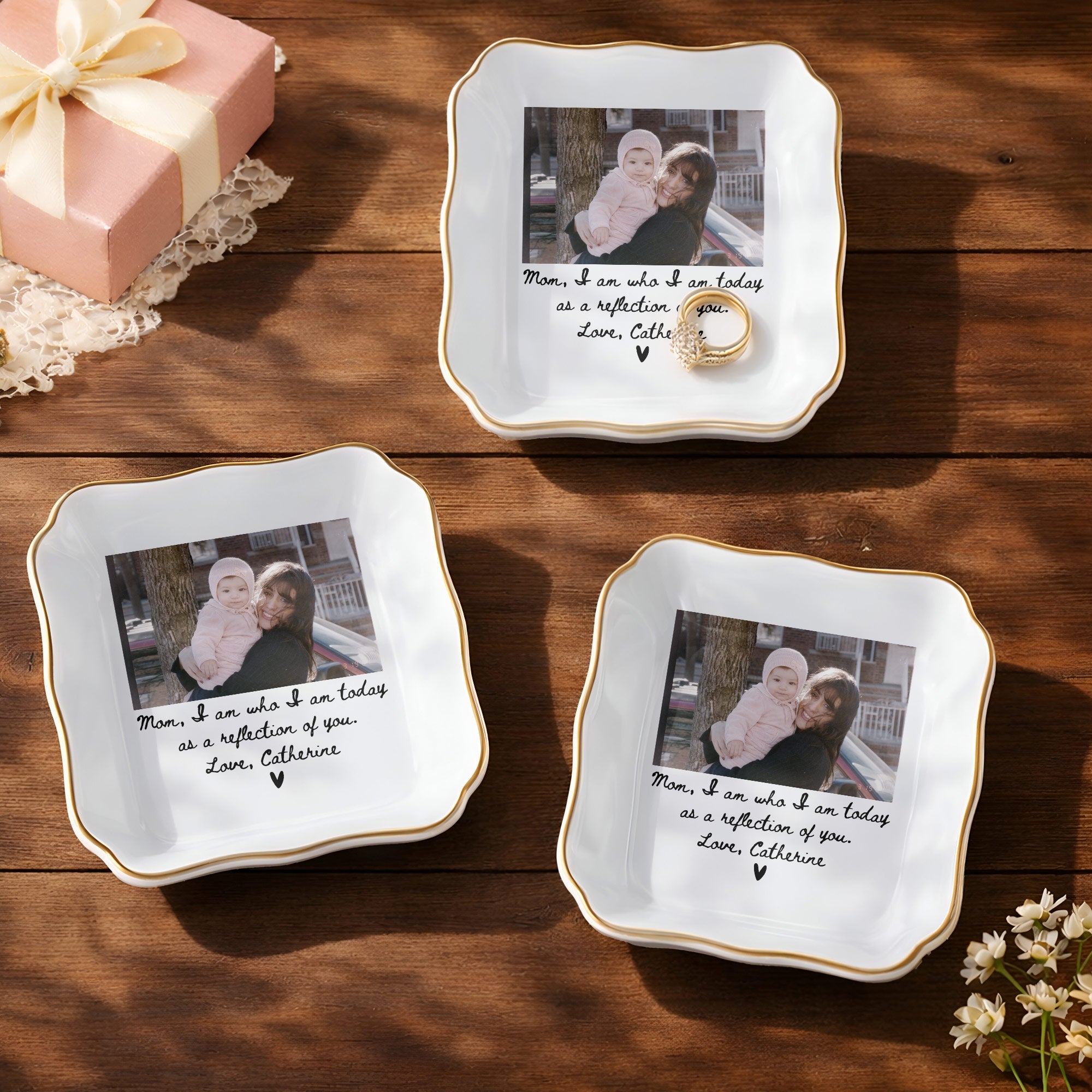 Personalized Lace Jewelry Dish Custom Name Gift for Mom