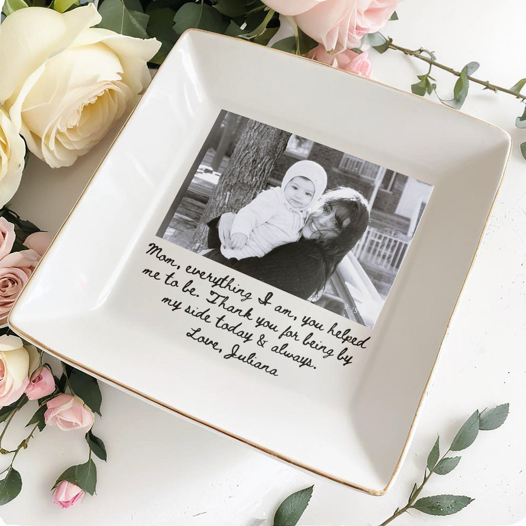 Personalized Photo Jewelry Dish Custom Gift for Mom Ceramic