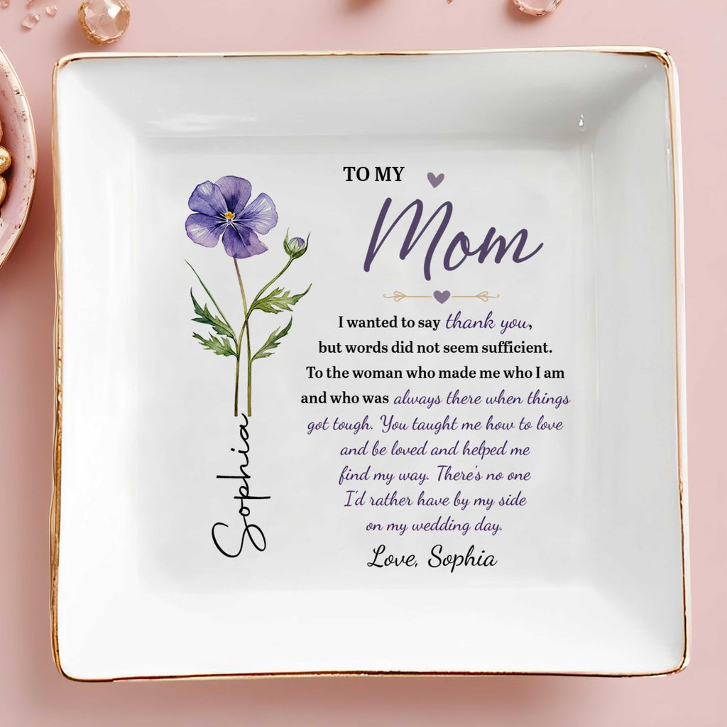 Personalized Jewelry Dish with Birth Month Flower for Mom Jewelry Dish GradoCreations