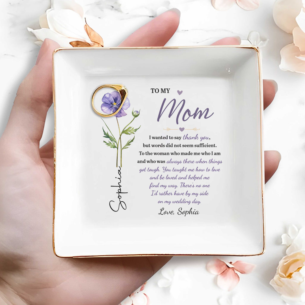 Personalized Jewelry Dish with Birth Month Flower for Mom Jewelry Dish GradoCreations