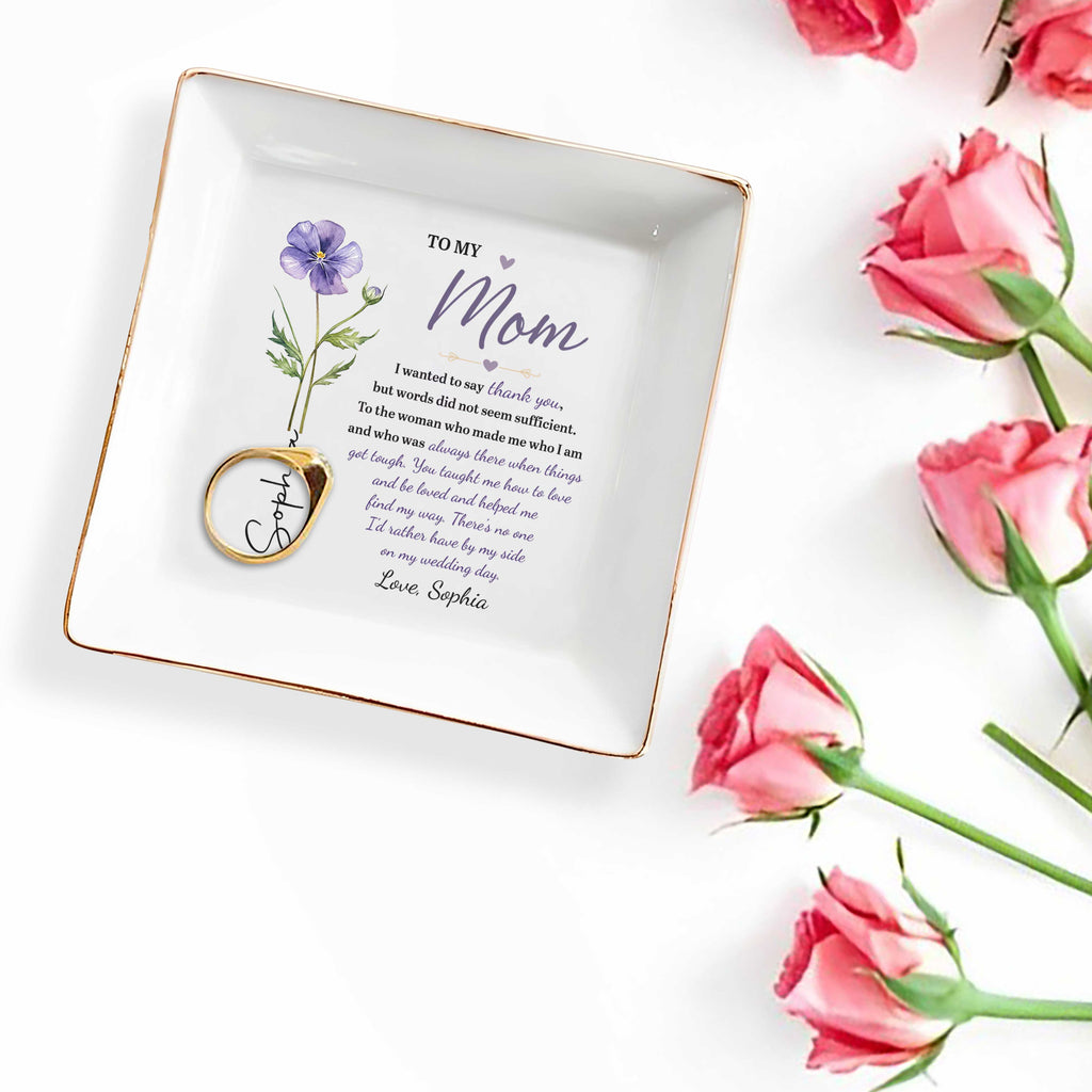 Personalized Jewelry Dish with Birth Month Flower for Mom Jewelry Dish GradoCreations