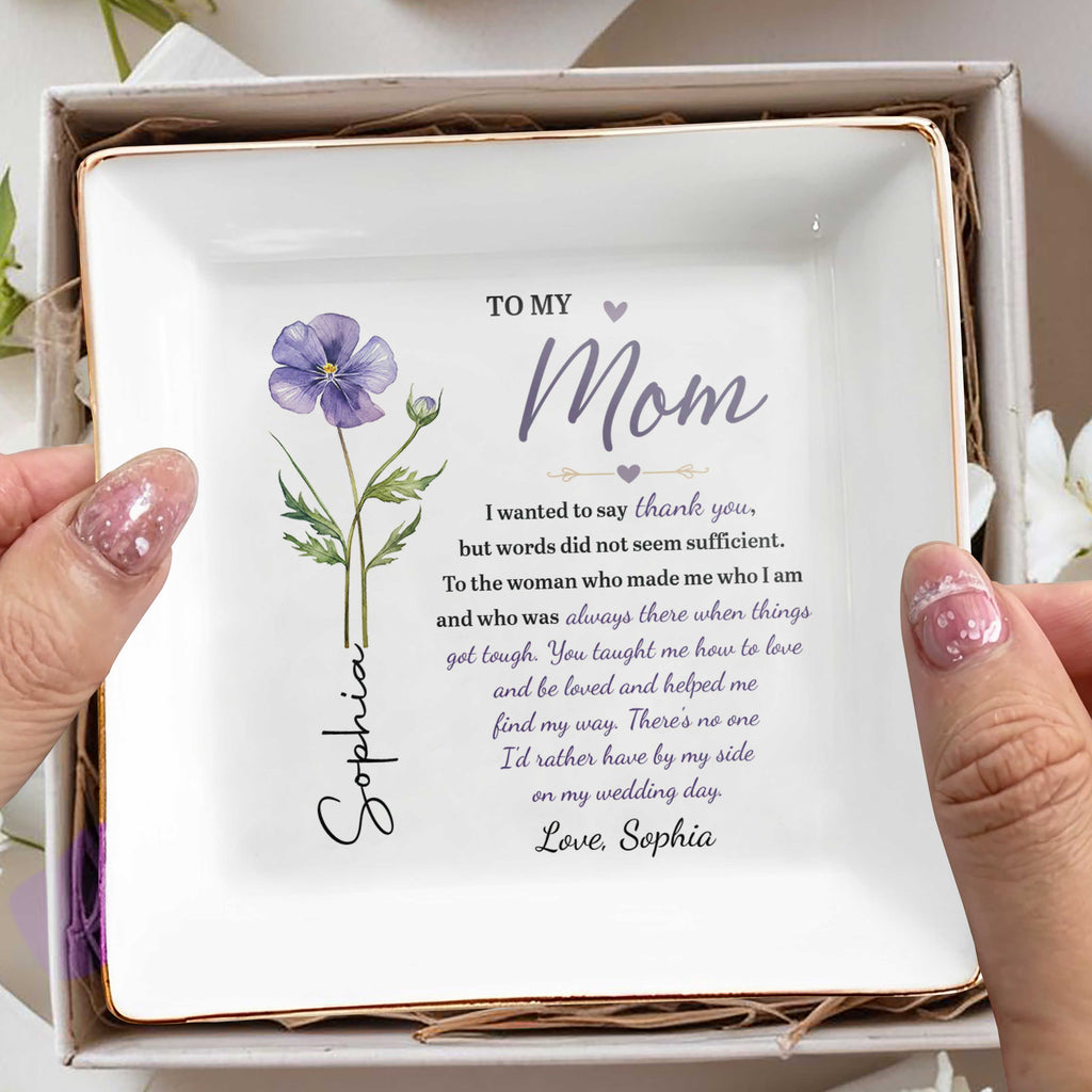 Personalized Jewelry Dish with Birth Month Flower for Mom Jewelry Dish GradoCreations