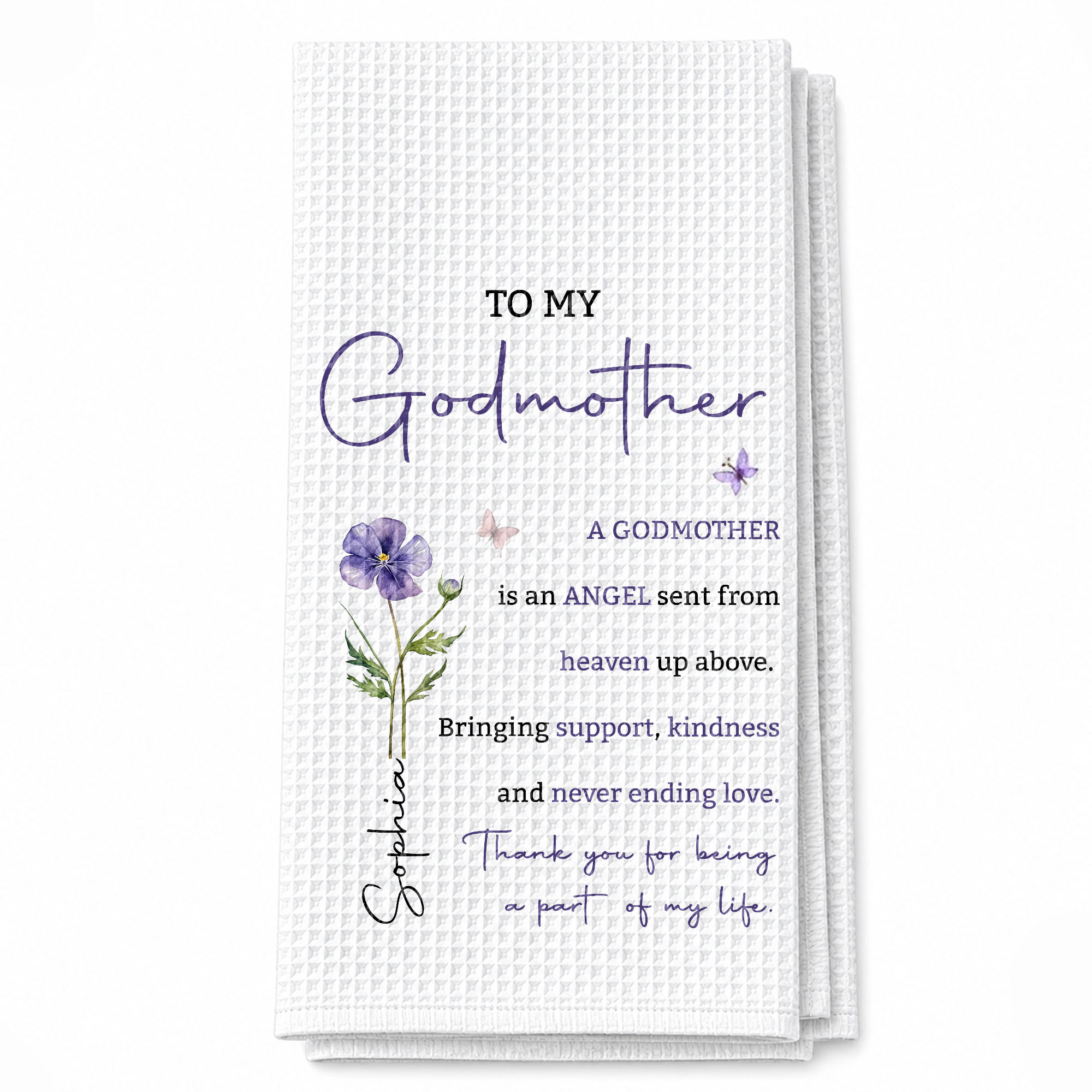 Personalized Kitchen Towel Gift for Godmother with Birth Flower Kitchen Towel GradoCreations