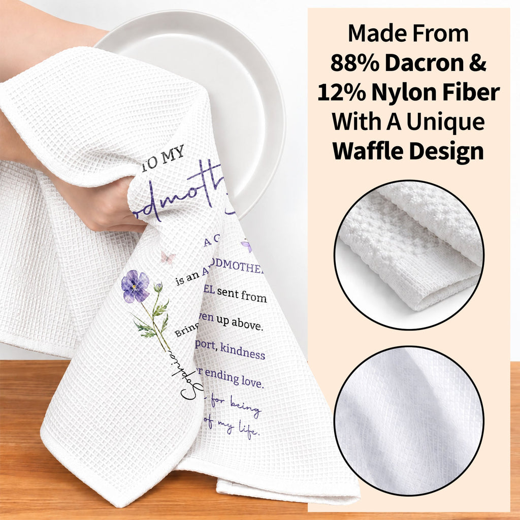 Personalized Kitchen Towel Gift for Godmother with Birth Flower Kitchen Towel GradoCreations