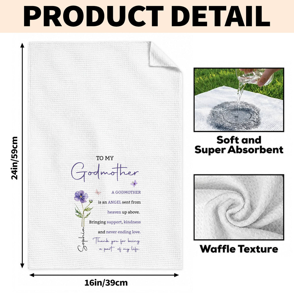 Personalized Kitchen Towel Gift for Godmother with Birth Flower Kitchen Towel GradoCreations