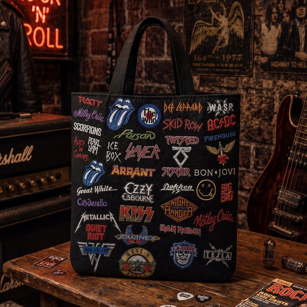 Classic Rock Legends Tote Bag for Music Lovers - Faux Leather GradoCreations