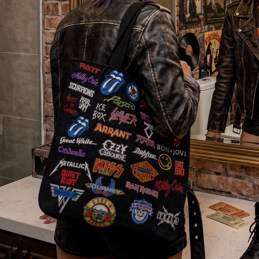 Classic Rock Legends Tote Bag for Music Lovers - Faux Leather GradoCreations