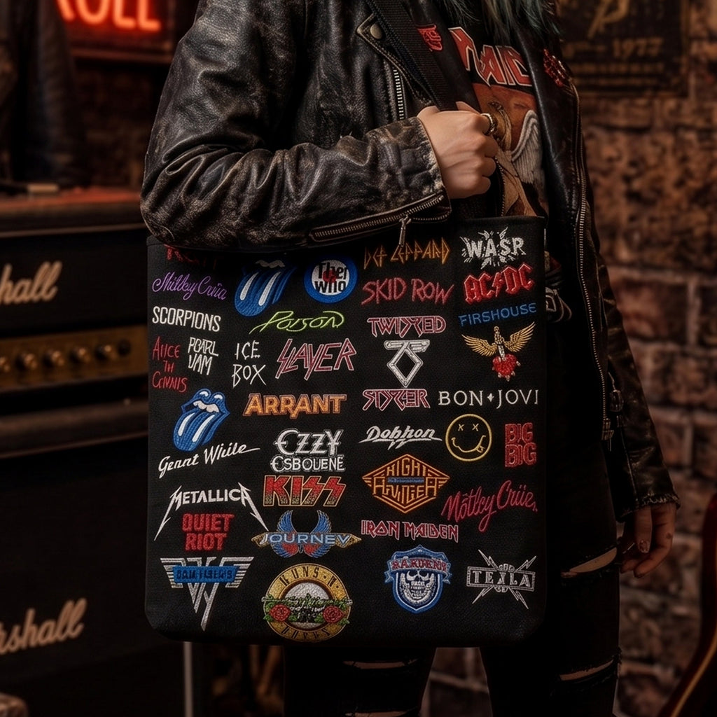 Classic Rock Legends Tote Bag for Music Lovers - Faux Leather GradoCreations