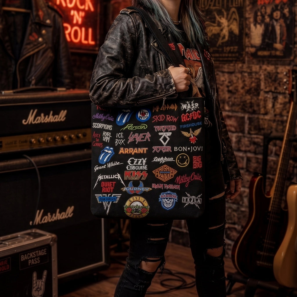 Classic Rock Legends Tote Bag for Music Lovers - Faux Leather GradoCreations
