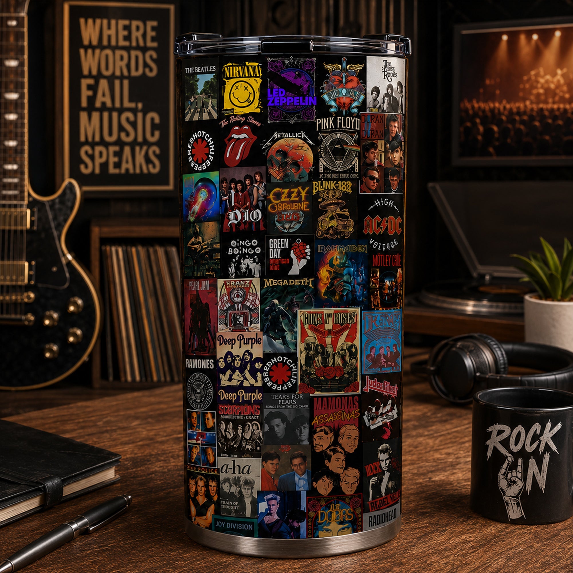 Custom Classic Rock Legends Tumbler Personalized Gift for Music Lovers GradoCreations