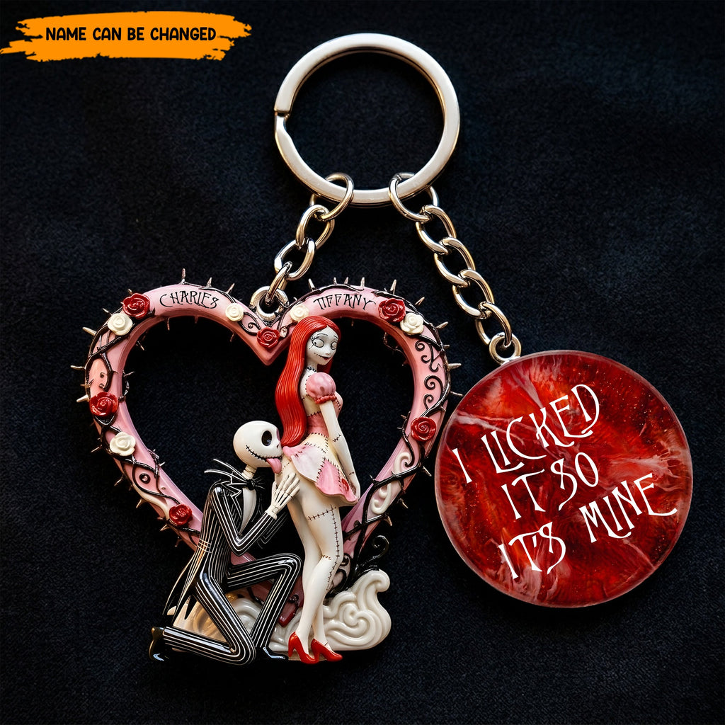 Personalized Gothic Couple Keychain Custom Name Gift GradoCreations
