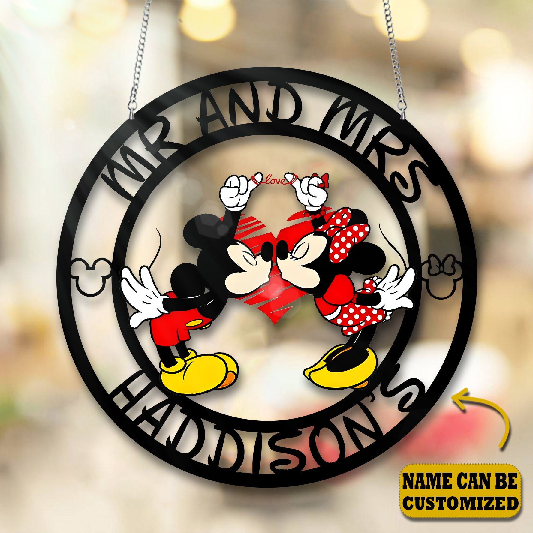 Personalized Cute Mouse Couple Acrylic Window Hanging Decor Gift for Couples GradoCreations