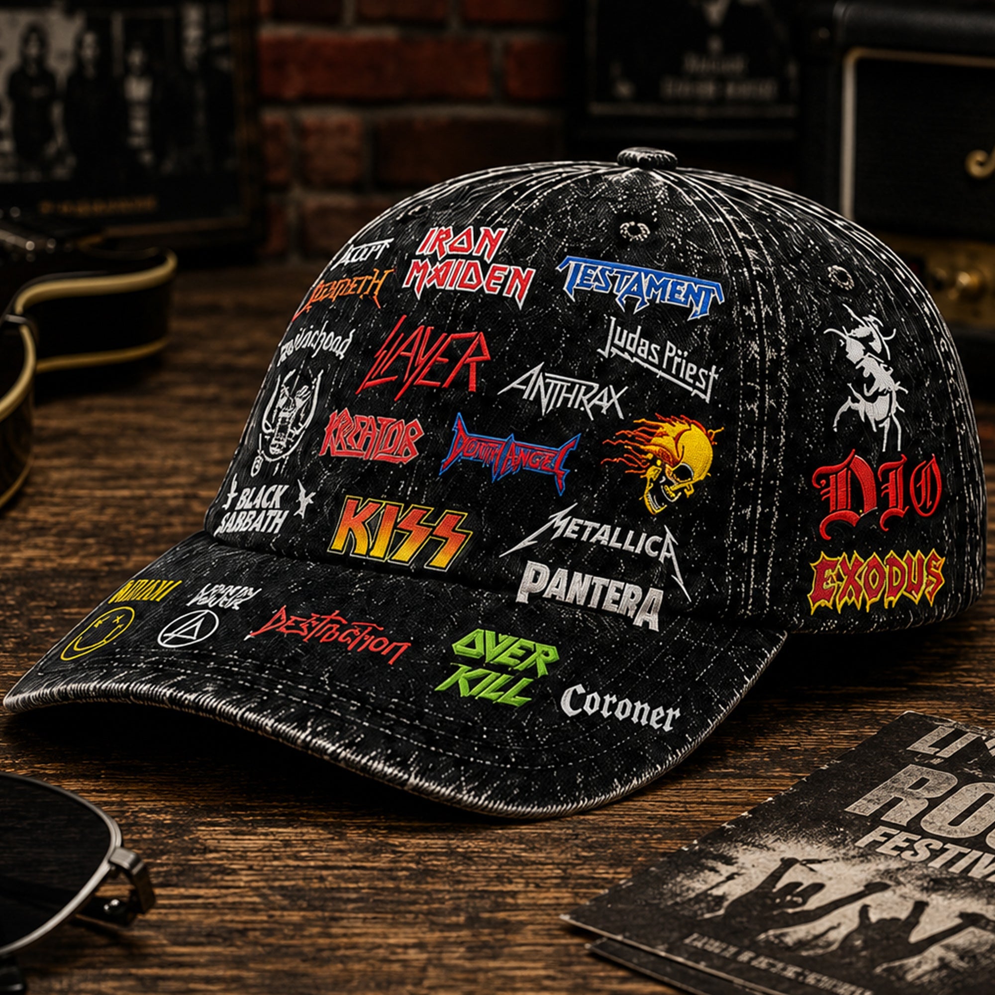 Personalized Classic Rock Logo Cap Custom Name Gift for Fans GradoCreations