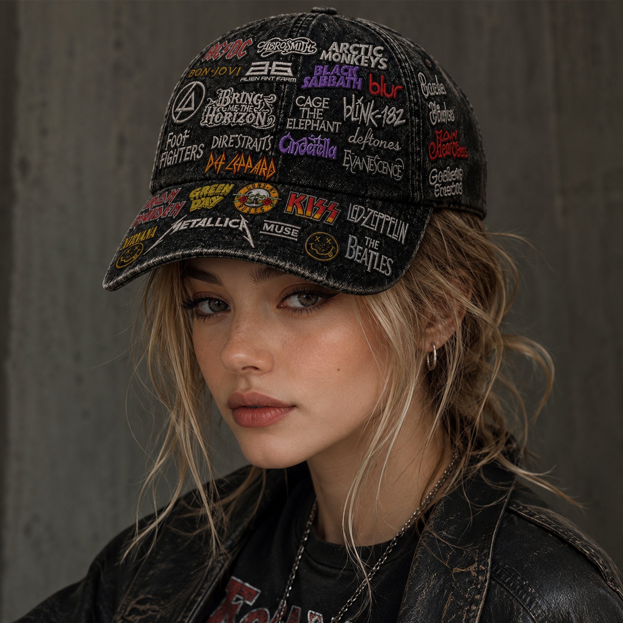 Vintage Rock Band All-Over Print Cap Customizable Gift for Music Lovers GradoCreations