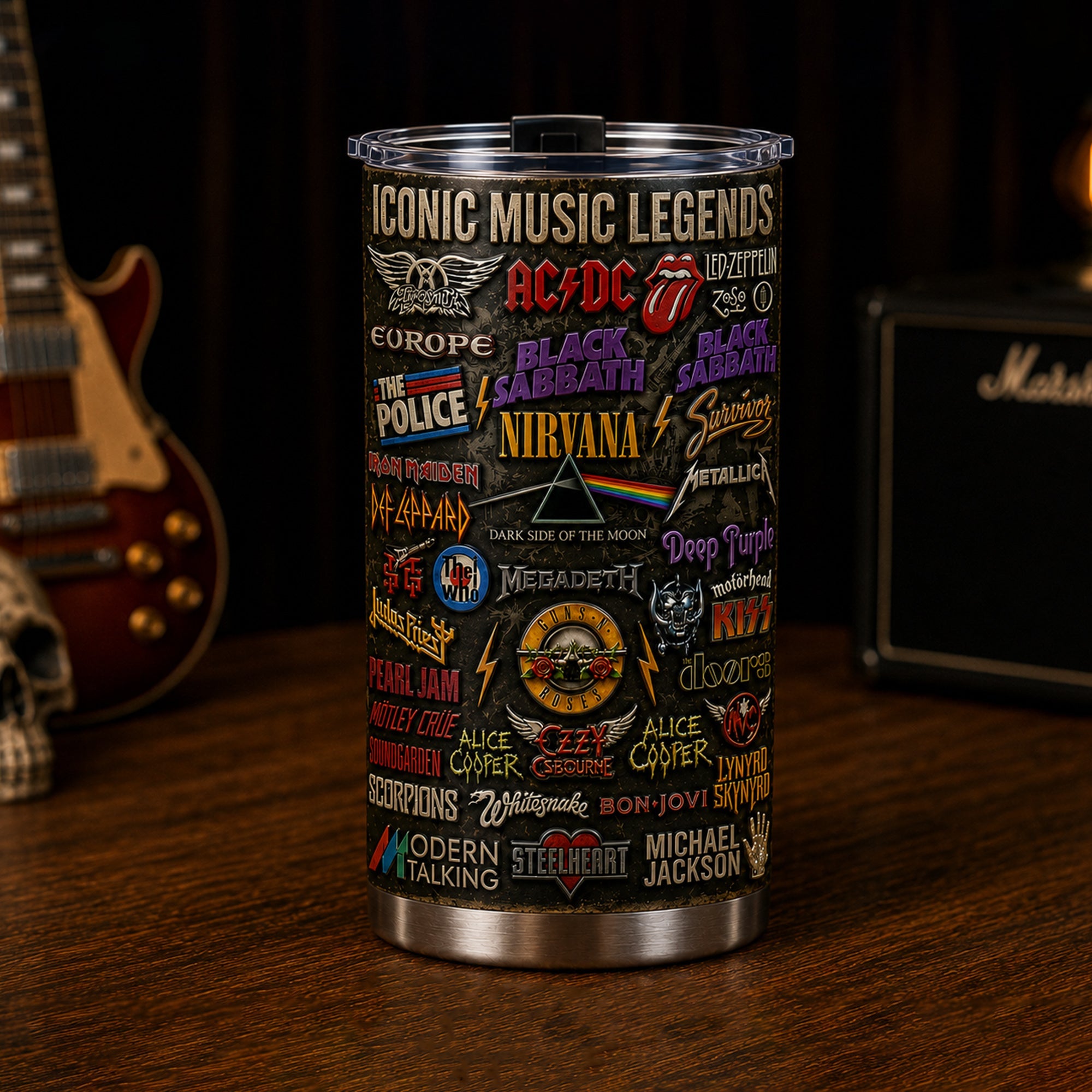 Personalized Classic Rock Legends Tumbler Custom Gift for Music Lovers GradoCreations