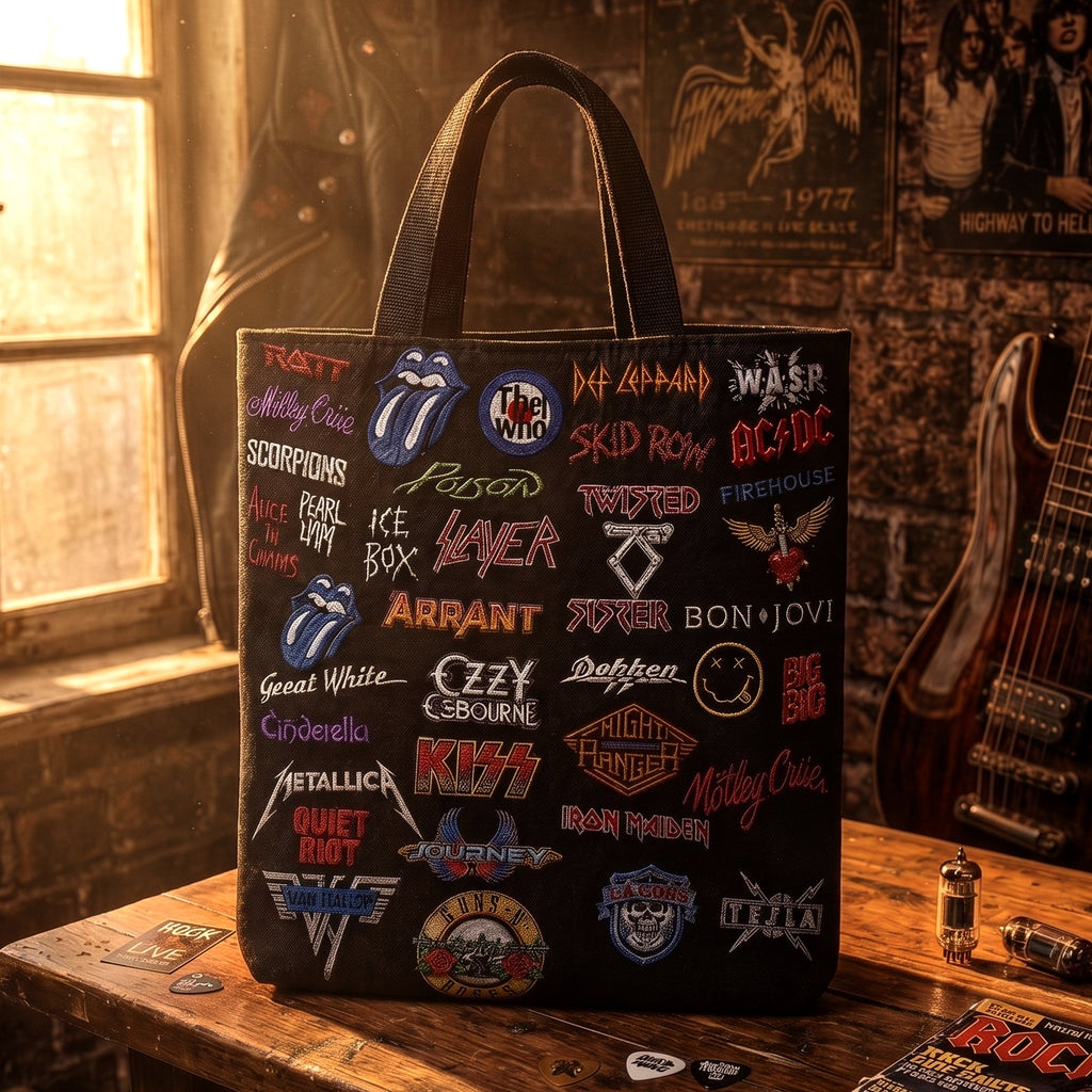 Classic Rock Legends Tote Bag for Music Lovers - Faux Leather GradoCreations
