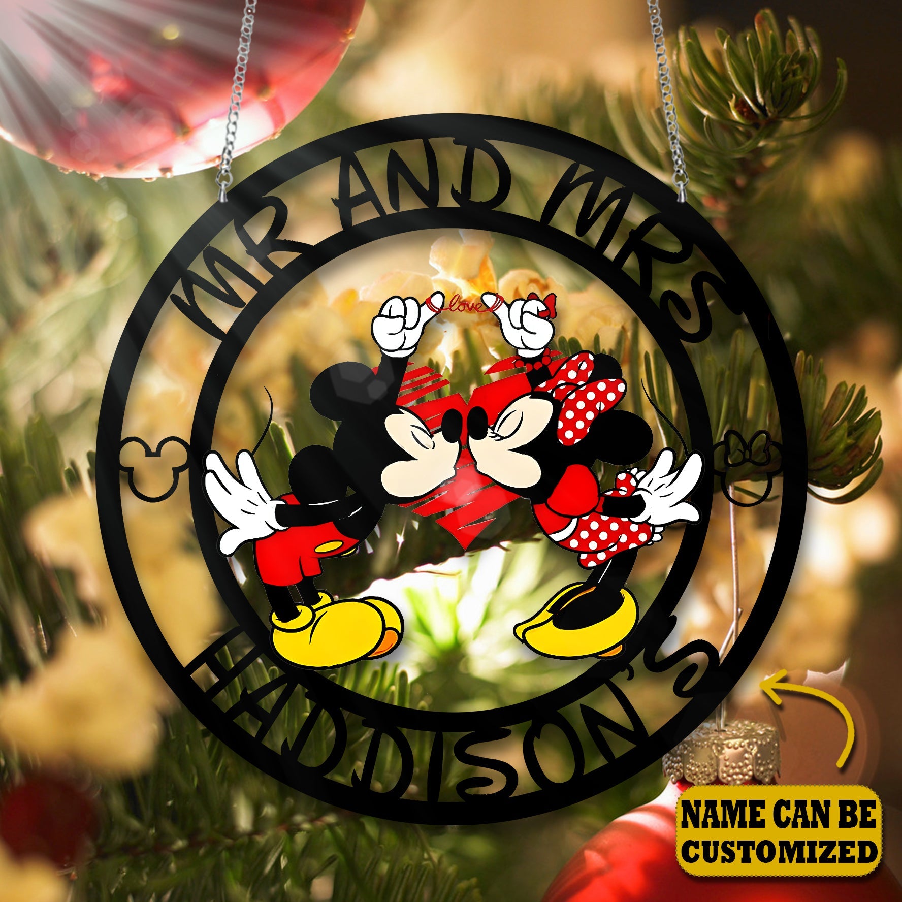 Personalized Cute Mouse Couple Acrylic Window Hanging Decor Gift for Couples GradoCreations