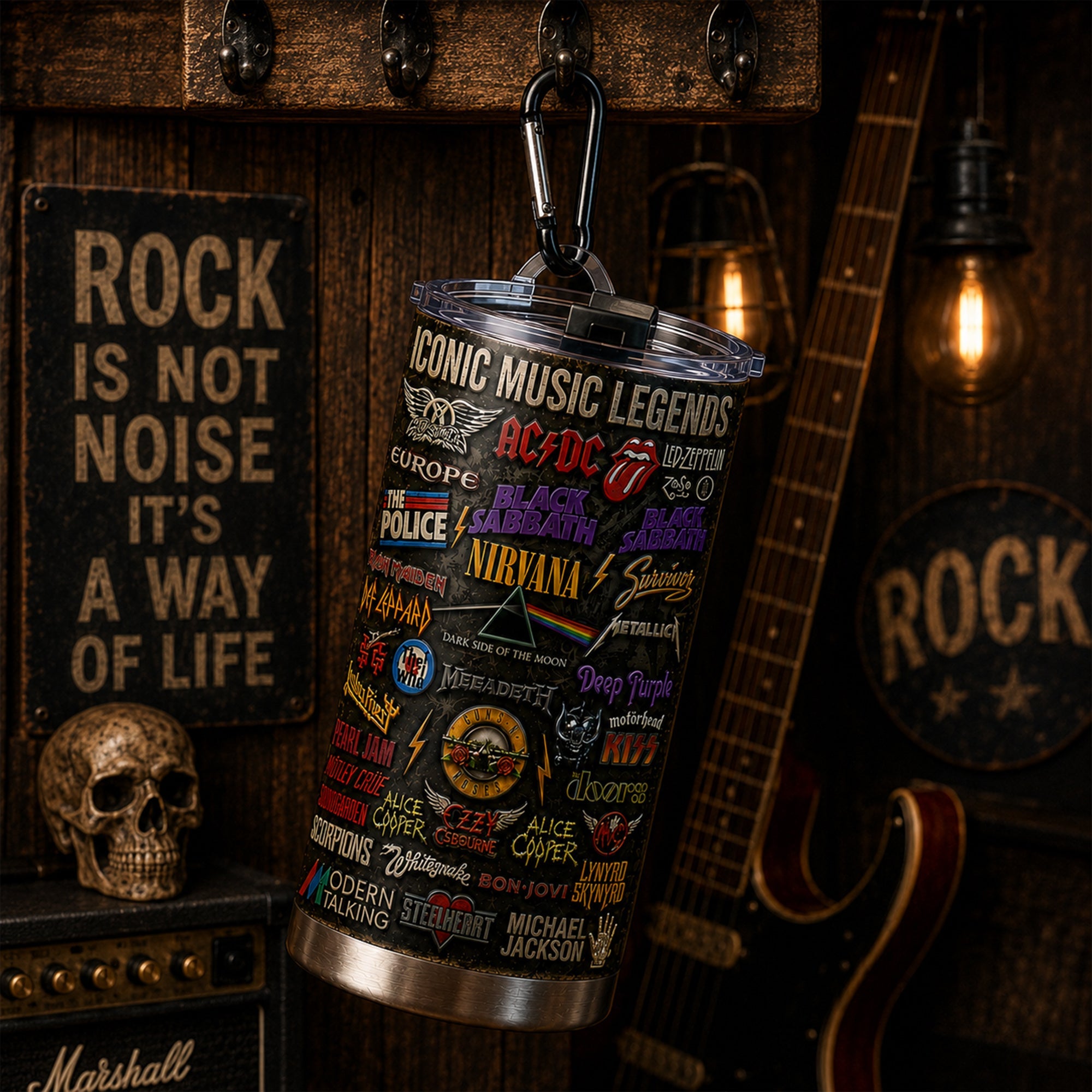 Personalized Classic Rock Legends Tumbler Custom Gift for Music Lovers GradoCreations