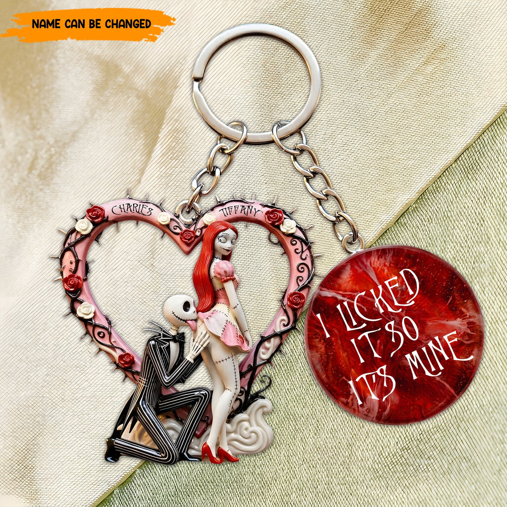 Personalized Gothic Couple Keychain Custom Name Gift GradoCreations