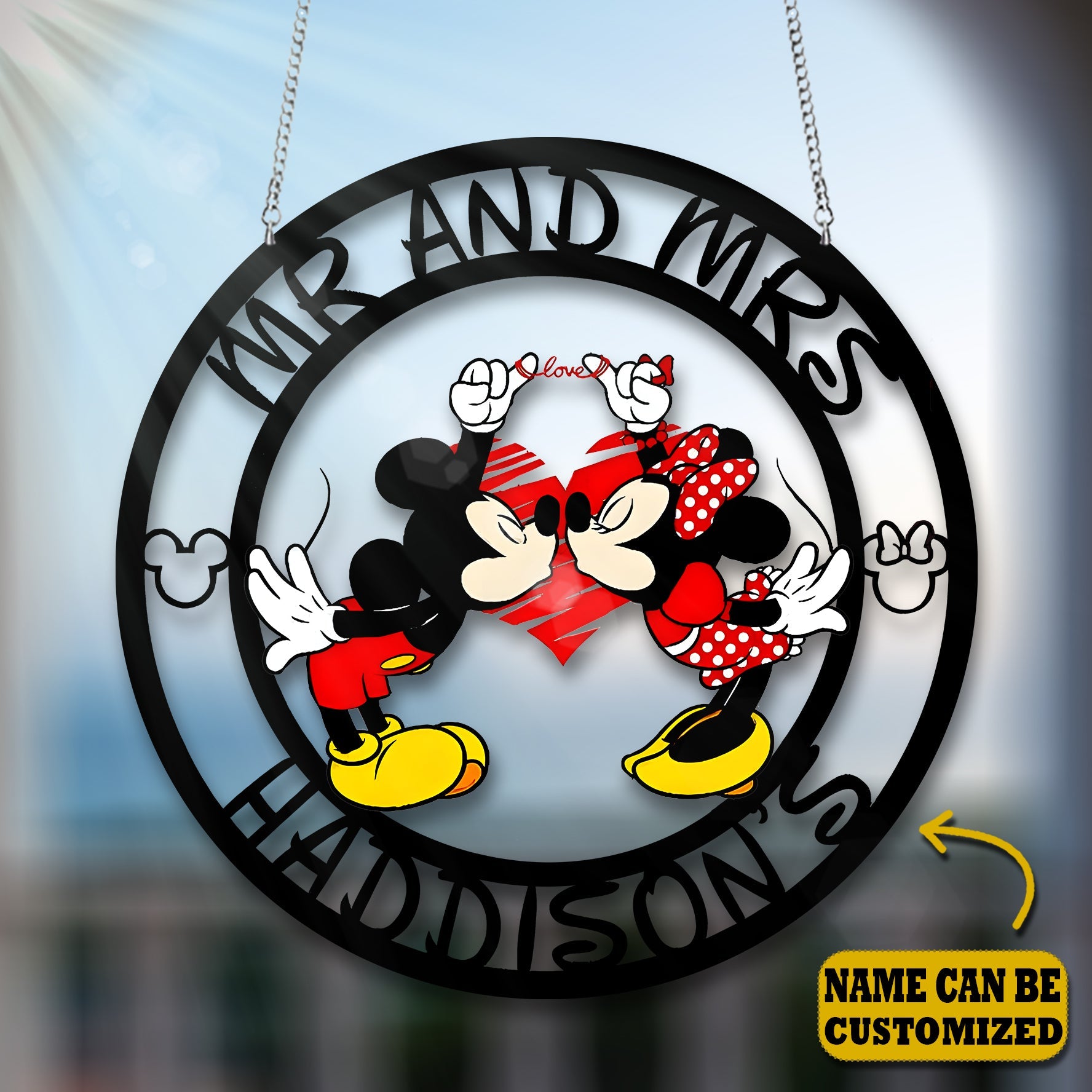 Personalized Cute Mouse Couple Acrylic Window Hanging Decor Gift for Couples GradoCreations