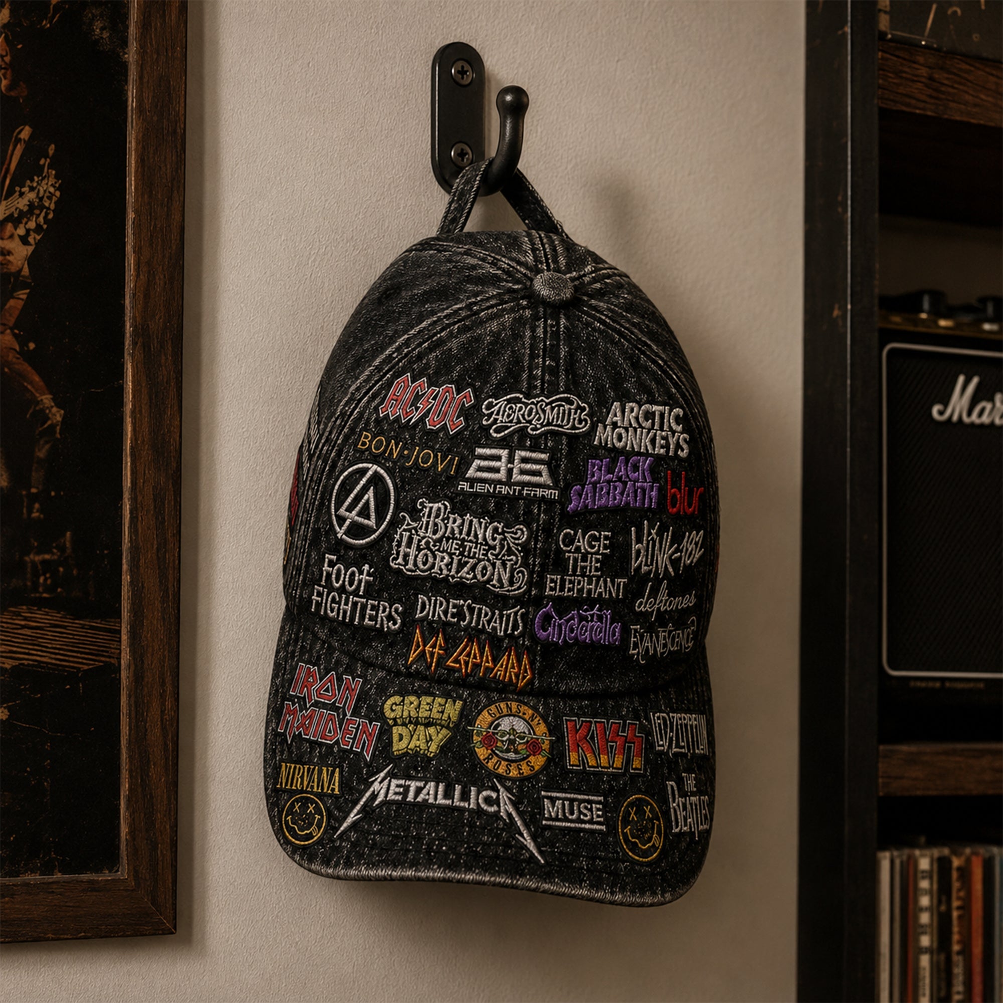 Vintage Rock Band All-Over Print Cap Customizable Gift for Music Lovers GradoCreations