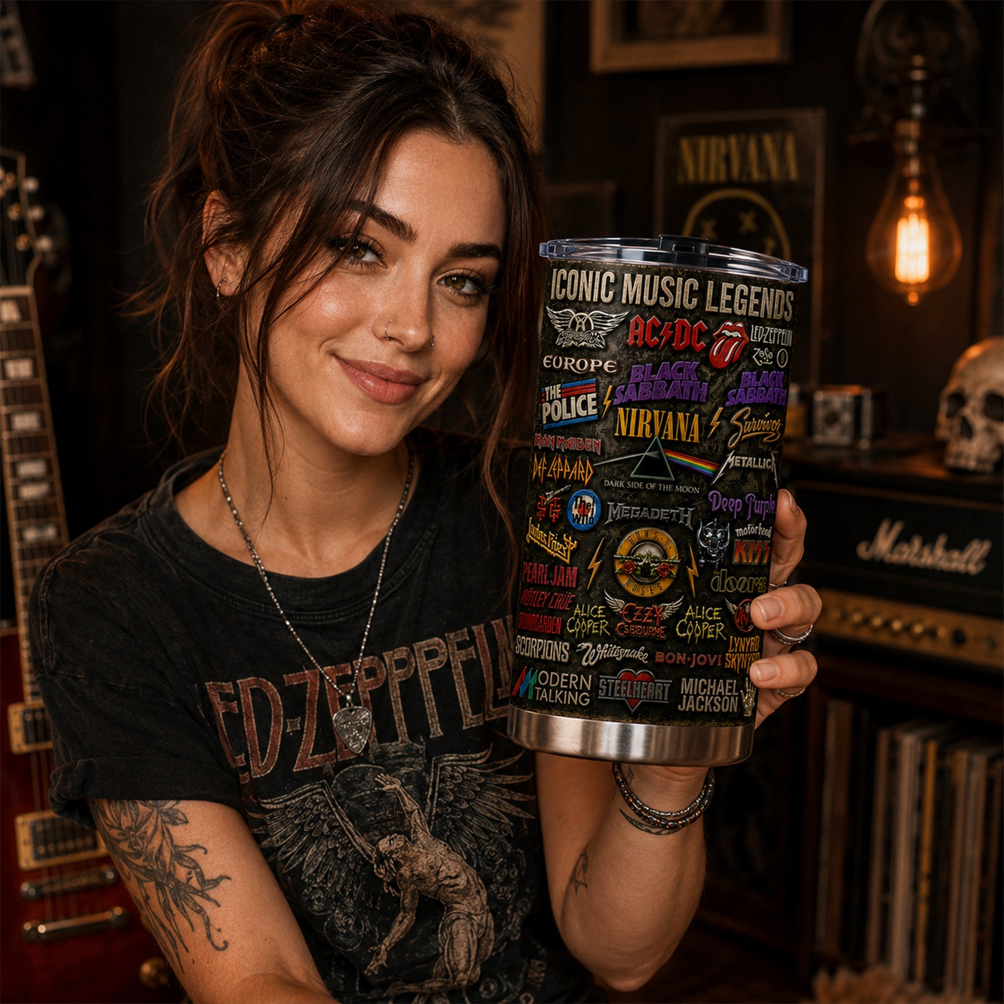 Personalized Classic Rock Legends Tumbler Custom Gift for Music Lovers GradoCreations