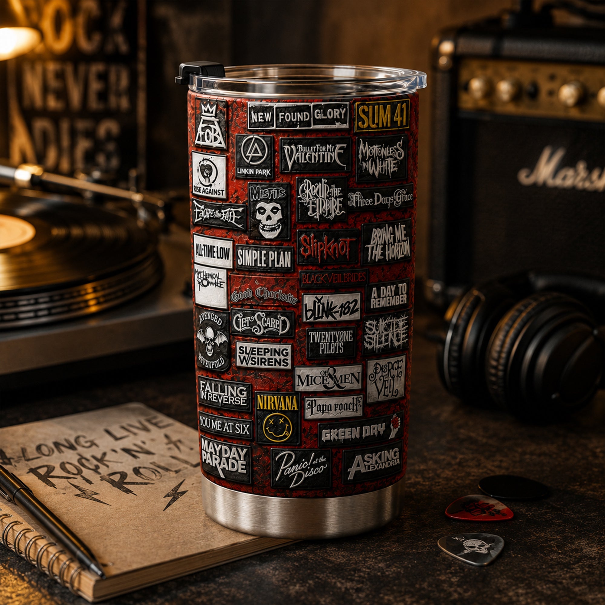 Personalized Classic Rock Legends Tumbler Custom Drinkware Gift GradoCreations