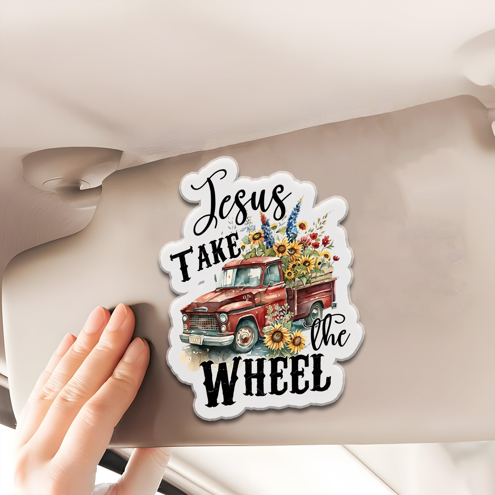 Custom Jesus Take The Wheel Car Visor Clip Gift Idea GradoCreations