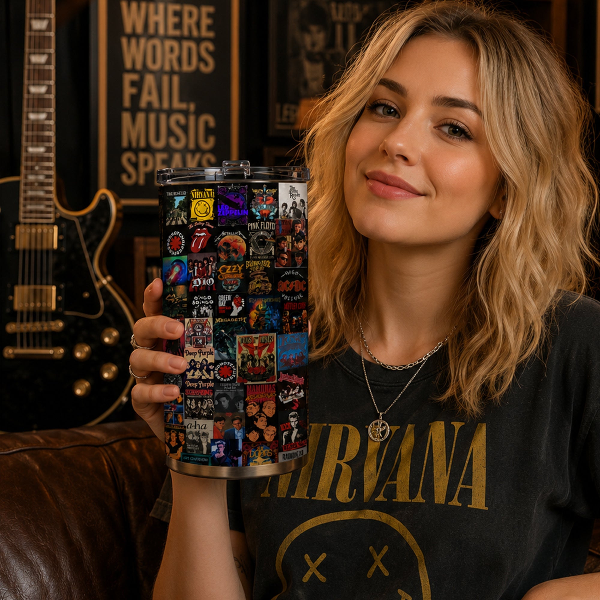 Custom Classic Rock Legends Tumbler Personalized Gift for Music Lovers GradoCreations