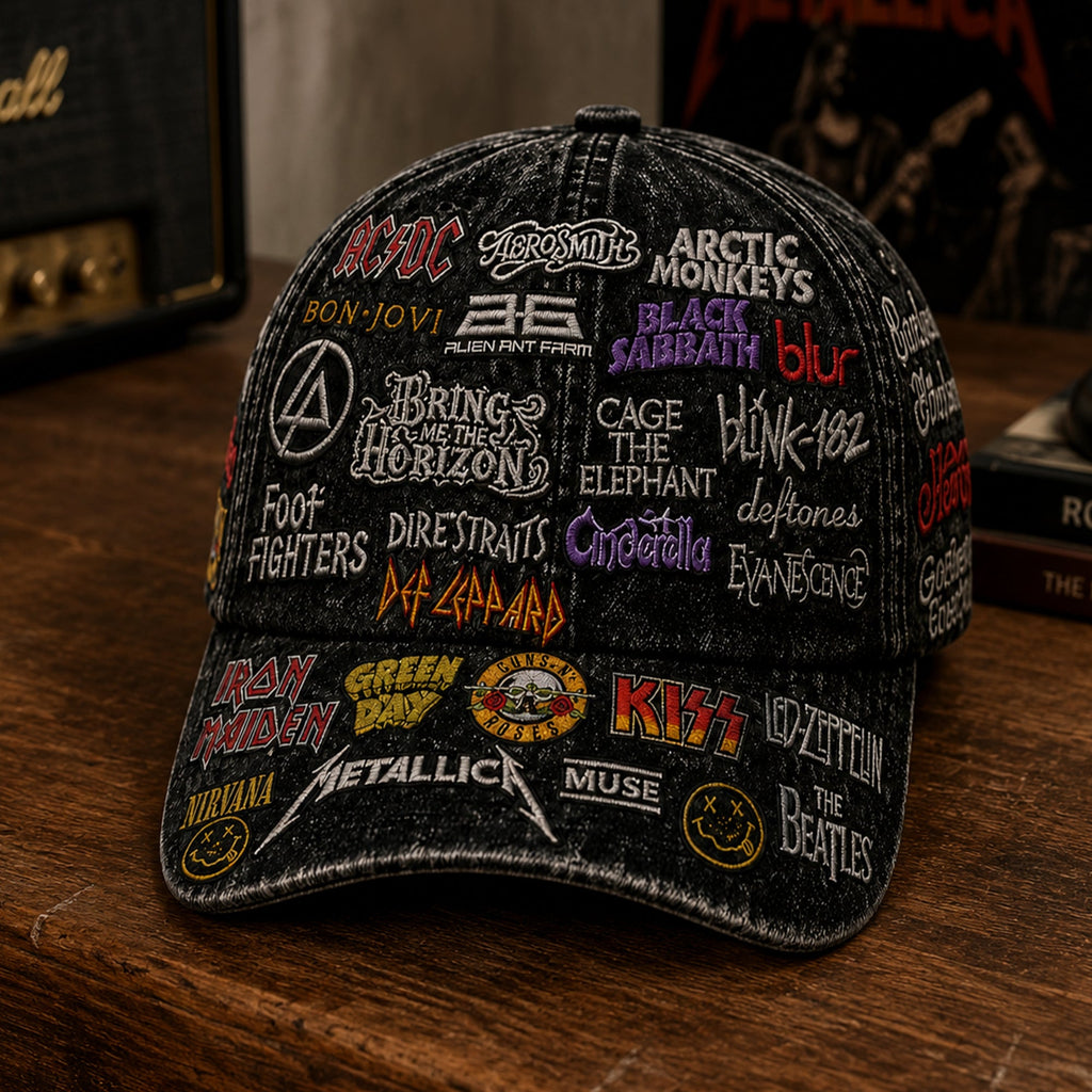Vintage Rock Band All-Over Print Cap Customizable Gift for Music Lovers GradoCreations