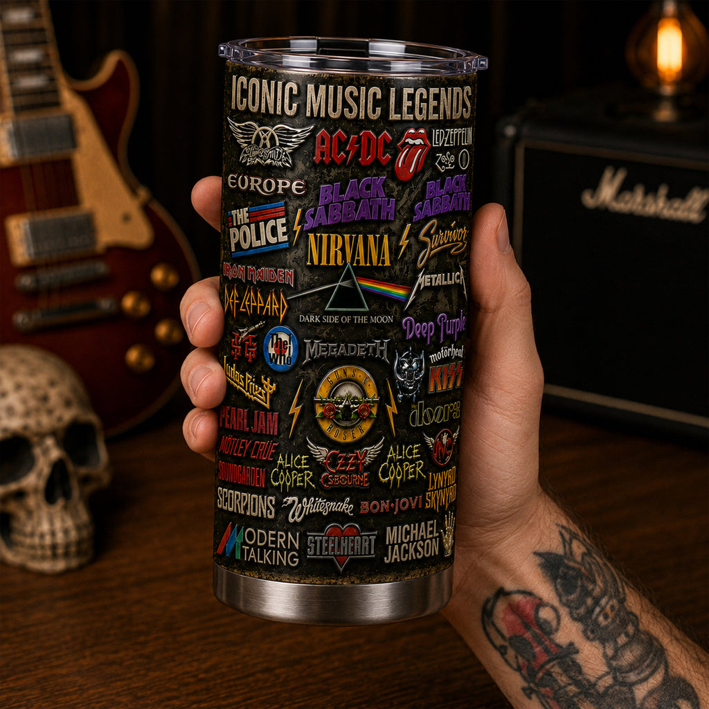 Personalized Classic Rock Legends Tumbler Custom Gift for Music Lovers GradoCreations